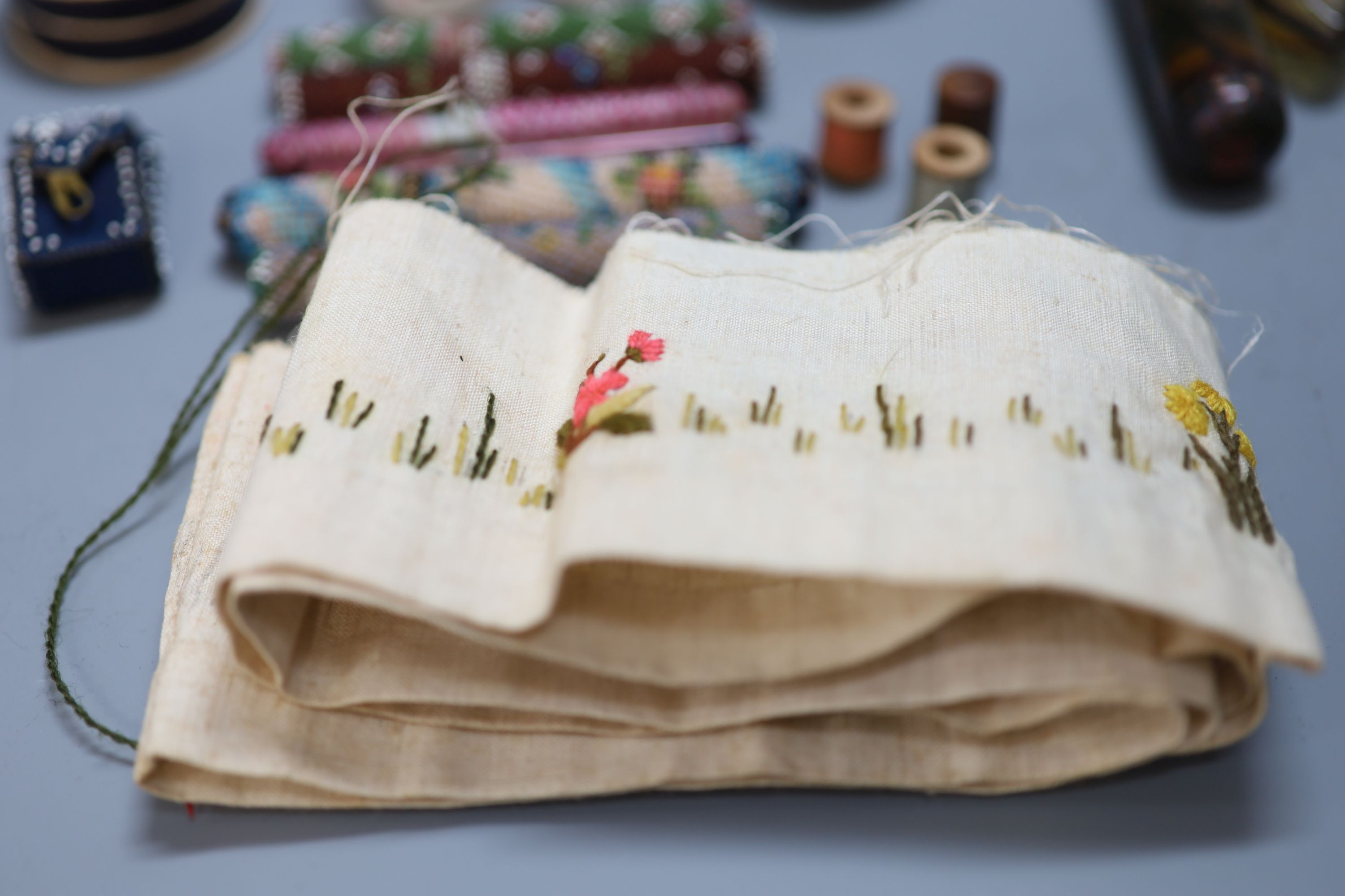 A collection of assorted Victorian and later sewing accessories